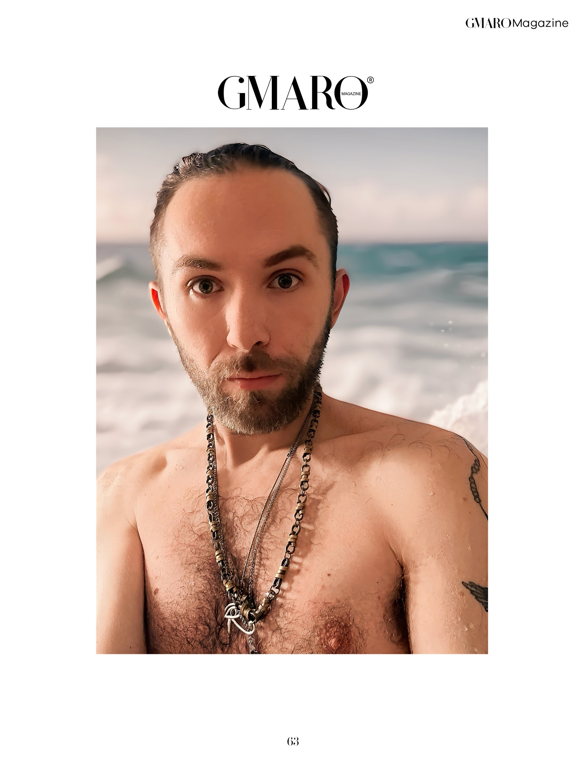 cipri, male model, editorial, magazine, shirtless, hairy chest, mens modeling, ocean, beach, male fashion, mens photography, men long hair, GMARO, model